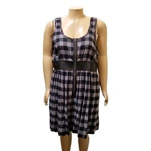 Loop 18 Junior’s Black Gray Plaid Sleeveless Cotton Tiered Dress Size 21/23